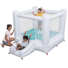 H2OGO Jump  Joy Kids Inflatable Bounce House with Extra-Wide Slide, White,