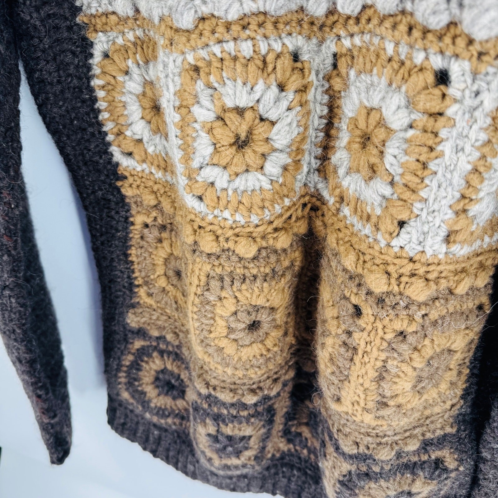 Handmade Crochet Patchwork Sweater Boho Chunky Kn… - image 3