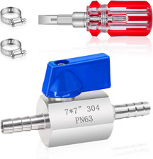 1/4'' Barb Shut off Valve, 304 Stainless Steel Fuel Shut off Valve, Mini Hose Ba