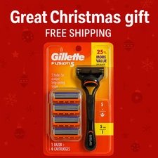 NEW Gillette Fusion 5 Shaving Bundle 1 Razor Handle 5 Cartridges - BLACK