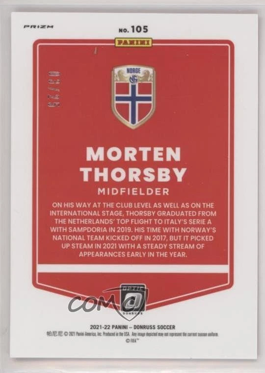 2021 Panini Donruss Road to Qatar Optic Pink Velocity Prizm /25 Morten Thorsby - Image 2 of 2