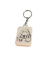 White Keychain with Dog Silhouette Design