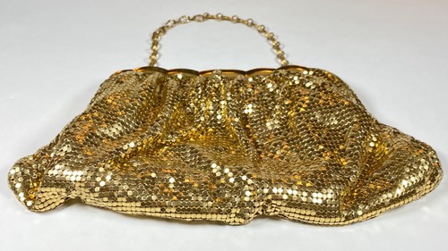 WHITING & DAVIS Gold Tone Vintage Mesh Evening Bag Beautiful Clasp - Picture 11 of 13