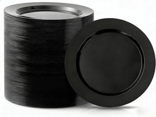 100PCS Black Plastic Dinner Plates 10inch Premium Hard Disposable Plates Party