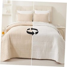 Lightweight Quilt Queen Size Bedspread   Soft Microfiber Queen 90"x92" Beige