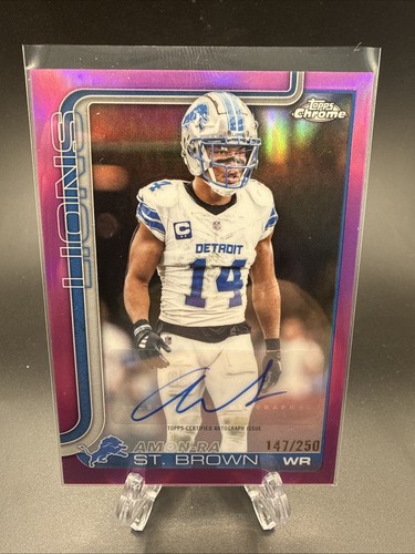 Amon-Ra St. Brown 2025 Topps Chrome #BA-AS Pink Refractor Auto /250