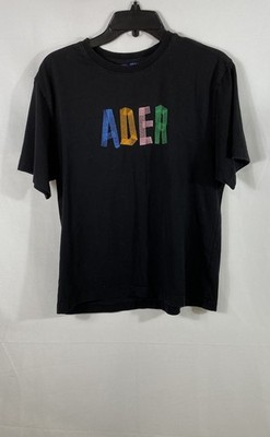 Ader Error Men's Black Embroidered Logo T-Shirt 2020 Fall Winter Size A2