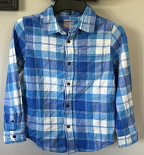 Cat Jack Long Sleeve Blue Plaid Flannel Shirt-Boys Size M 8 NEW 15