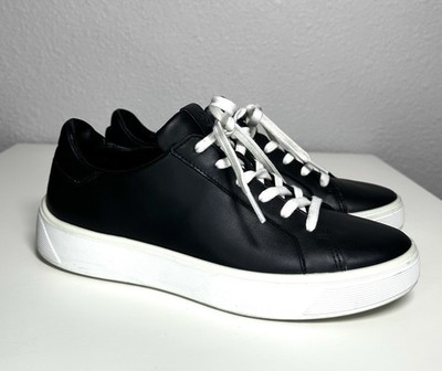Ecco Women s Street Tray Tech Black Leather Shoes Low Top Sneakers Sz 39 (8-8.5)