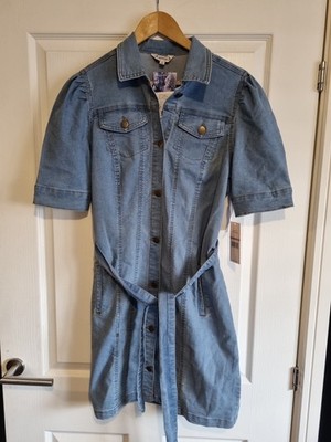 BNWT Nanette Lepore Woman's Short Sleeved Denim Dress With Belt