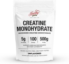 HEARTHY FOODS Creatine Monohydrate Micronized Powder 500G - 100 Servings, 5000mg