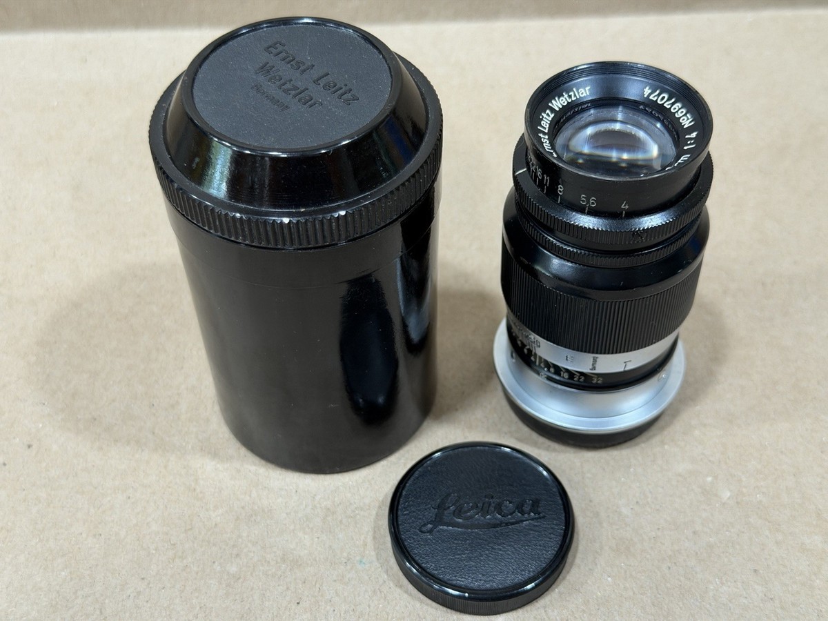 Leica Leitz エルマー Elmar 90mm F4 L39 フード付 Leica 9cm Leitz Elmar 90mm F/4 LTM L39 screw mount Lens Black w