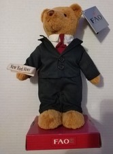 FAO Schwarz Plush Teddy Bear New York News 10" High. NEW and Rare