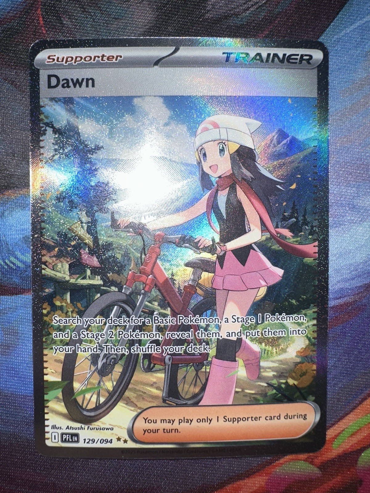 Dawn (Supporter) 129/094 SIR, Phantasmal Flames Full Art Holo Rare Pokemon TCG