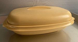 Retro 1970s Tupperware Microwave Steamer Set in Harvest Gold (Mustard Yellow) 