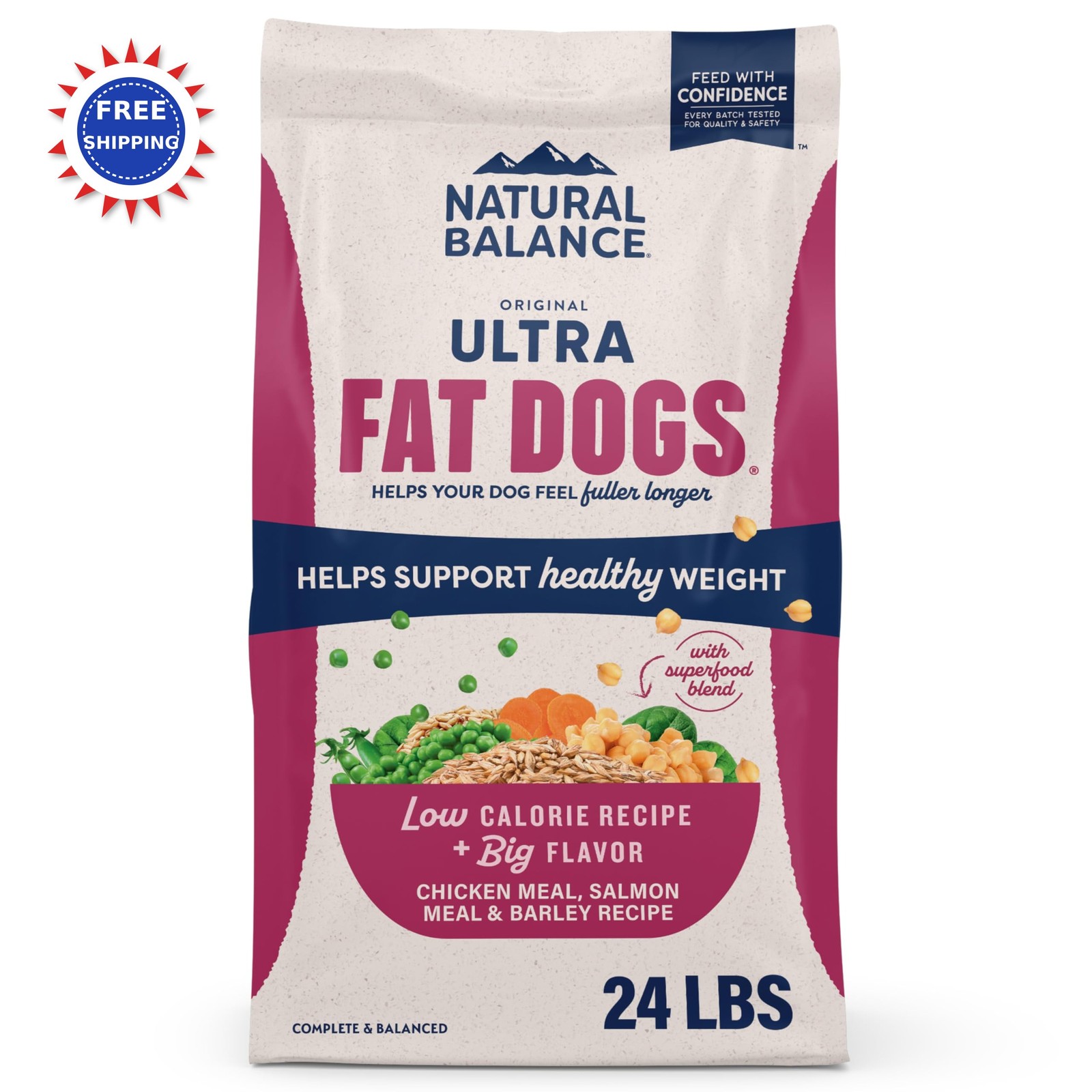 Dog Food Natural Balance Ultra Chicken Meal Salmon Barley 24 lb Original Dogs