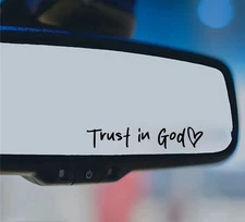 Trust In God Rear View Mirror Vinyl Decal Sticker