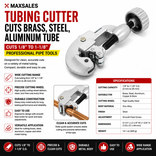 Large Tubing Cutter Pipe Cutter Tool 1/8" to 1-1/8"