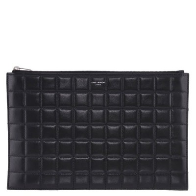 Saint Laurent Quilted Leather Logo Pouch 760708 AAB8V 1000 | eBay