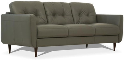 Pesto Green Tufted Leather Sofa by  Radwan - Stylish Comfort