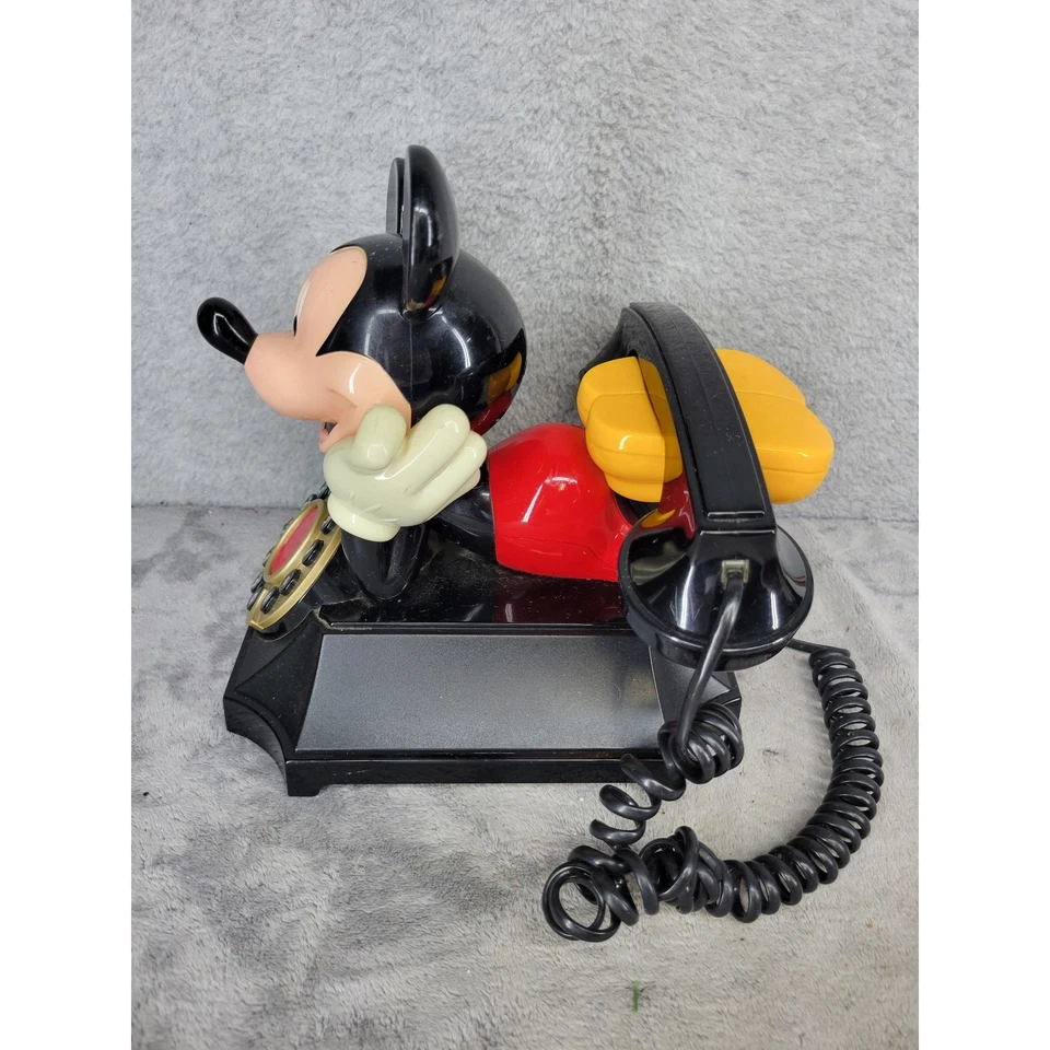 Vintage Mickey Mouse Desk Telephone Collectible Telemania Black Rotary Dial - Image 4 of 4