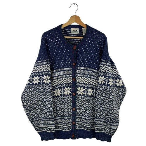 VTG 90s Northern Reflections Fair Isles Nordic Icelandic Ski Winter cardigan XL