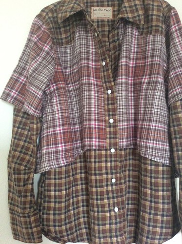 WE THE FREE Free People Layer It Up Checkered Top Shirt Brown UK S - Picture 3 of 9