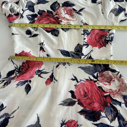 VTG Numoco Floral Fit & Flare Dress XL White Multicolor Office Wedding Date Nigh - Picture 4 of 12