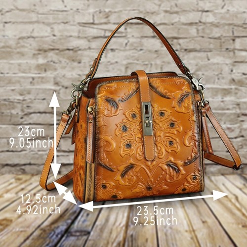 Embossed Genuine Leather Purses and Handbags Women Shoulder Bag Crossbody Bag - Picture 6 of 17