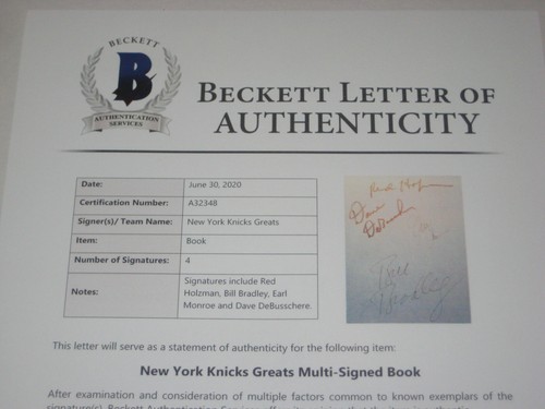 KNICKS' 50th Signed BOOK w/ Beckett LOA - HOLZMAN, BRADLEY, MONROE, DeBUSSCHERE - Picture 8 of 8