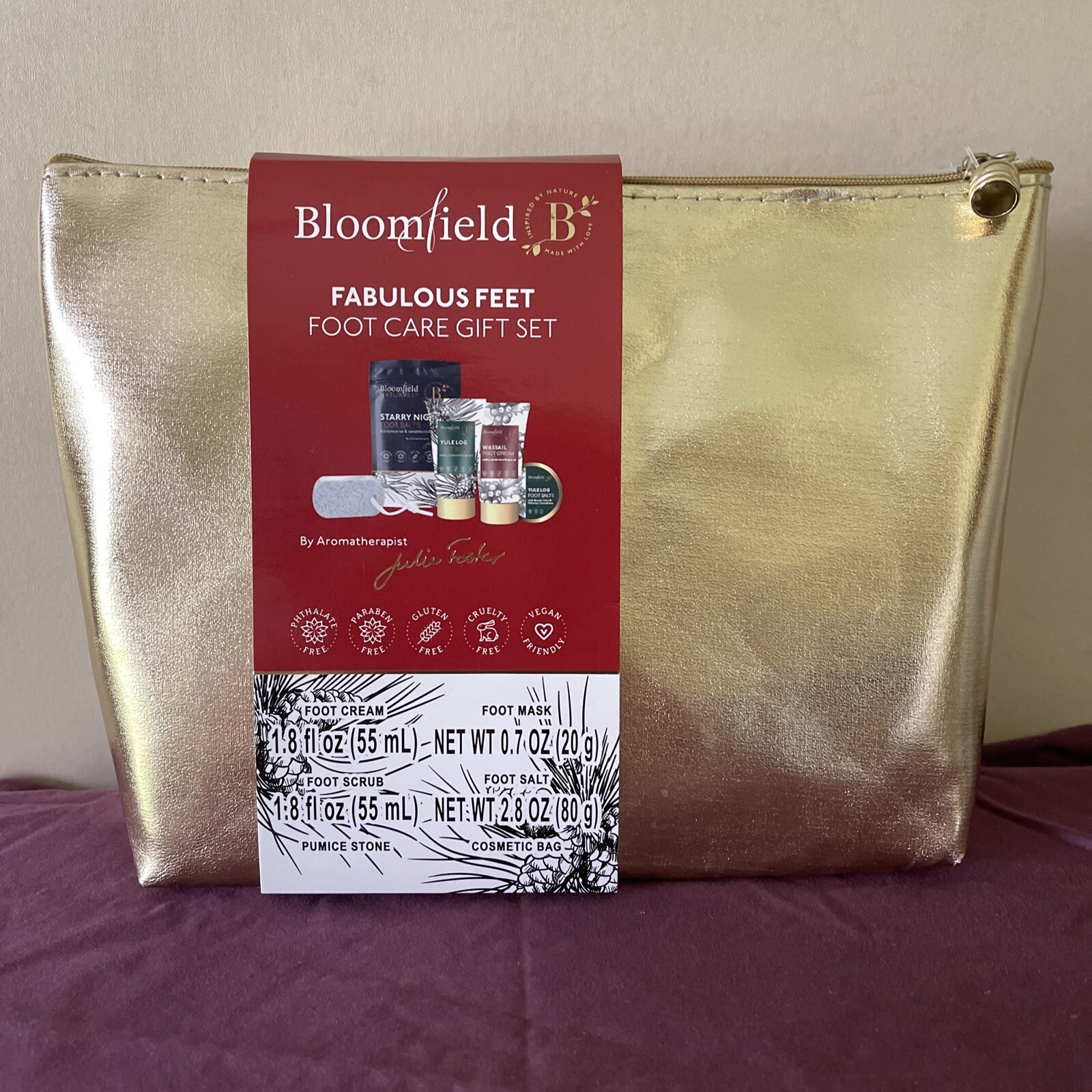 Bloomfield Foot Care Gift Set Salts Scrub Mask Cream & Pumice Stone