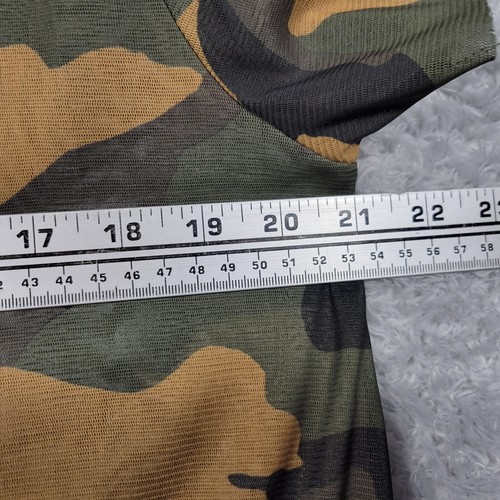 Zara Trafaluc Shirt Womens Small Green Camo Sheer Peplum Oversize Blouse - Picture 4 of 8