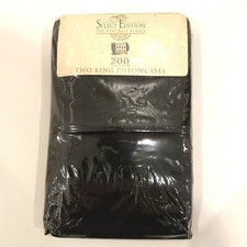 2 Black King Size Pillowcases Select Edition Cotton Polyester Unused USA Made