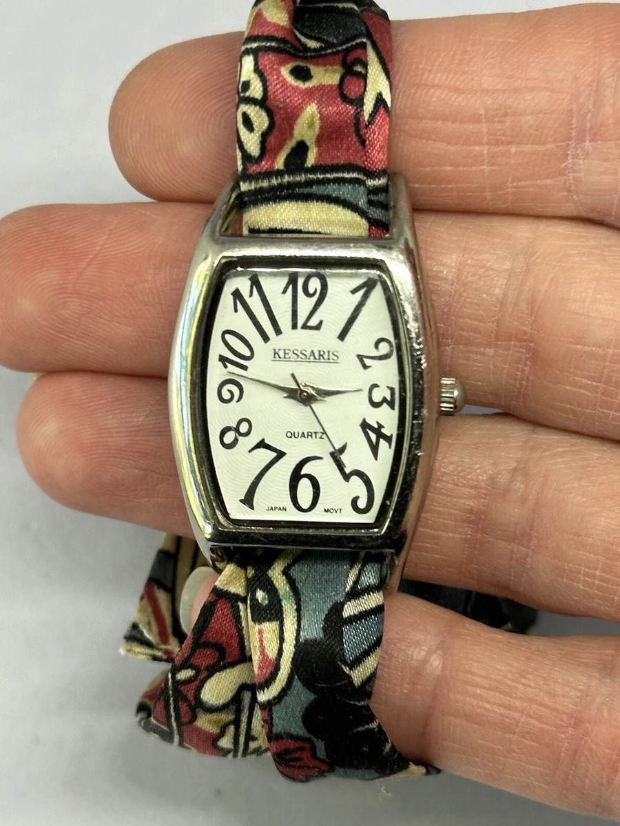 Kessaris Silk Fabric Snap Band Watch Japan Movement Quartz New Battery Works