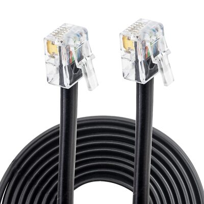 10 FT RJ11/ RJ12 Cable 6P6C Telephone Extension Cord for Modem Printer Fax Re...
