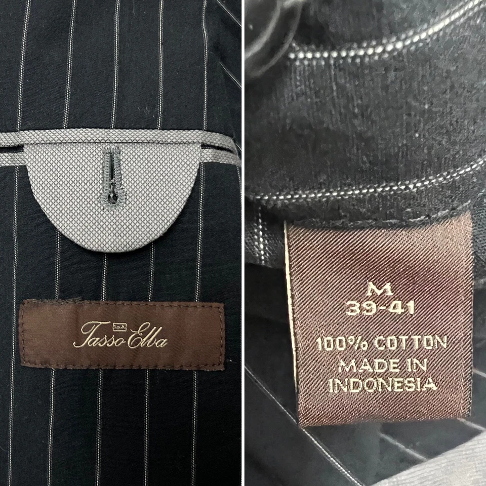 Men's Tasso Elba Gray 100% Cotton 2-Button Double Vent M (39-41)  Blazer Jacket - Image 4 of 4