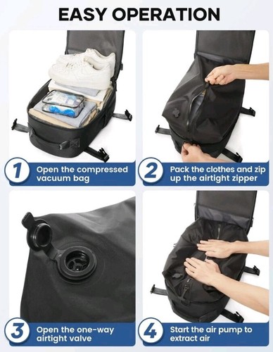 Zaino con guarnizione sottovuoto da viaggio pompa a compressione impermeabile zaino verde scuro nuovo con etichetta - Foto 6 di 11