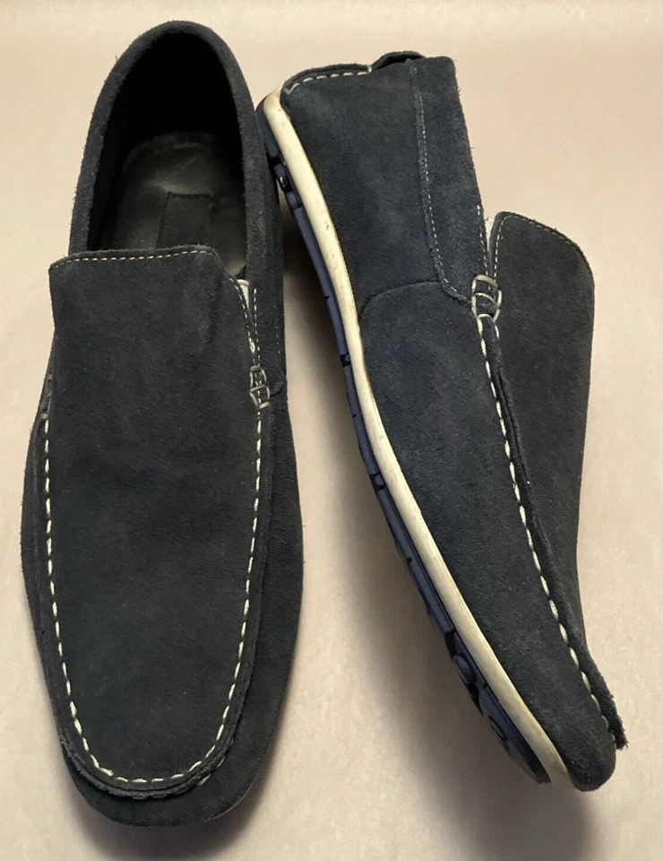 Mocasines cómodos Joseph Abboud para hombre talla 10,5 plantilla de apoyo azul gamuza cojín Foto 2 de 4