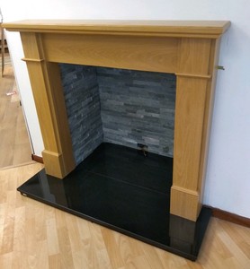 Olivia Light Oak Surround Granite Hearth Open Fireplace Log