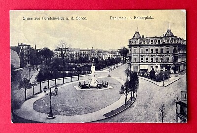 Postcard Fürstenwalde Spree 1909 monument and Kaiserplatz (157465