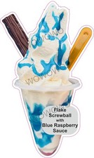 Ice cream van sticker Flake Screwball with blue raspberry sauce sundae decals