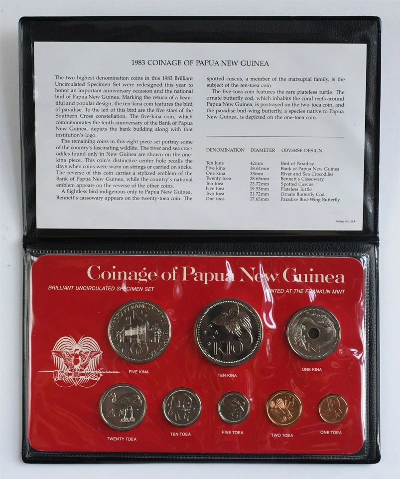 1983 Coinage of Papua New Guinea 8 Coin Brilliant Uncirculated Specimen Set MS8 - Image 4 of 4