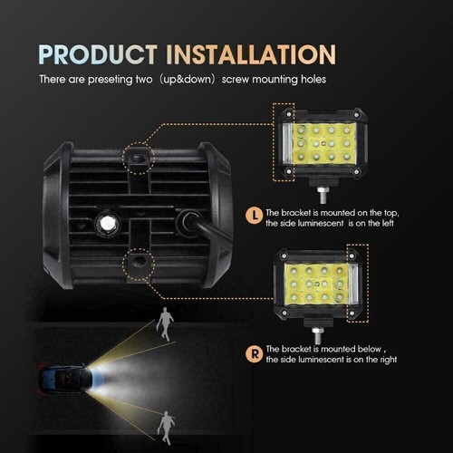 2 cápsulas de luz LED 4" pulgadas + soporte de montaje doble pilar A para Jeep Wrangler JL 18-24 - Imagen 4 de 12