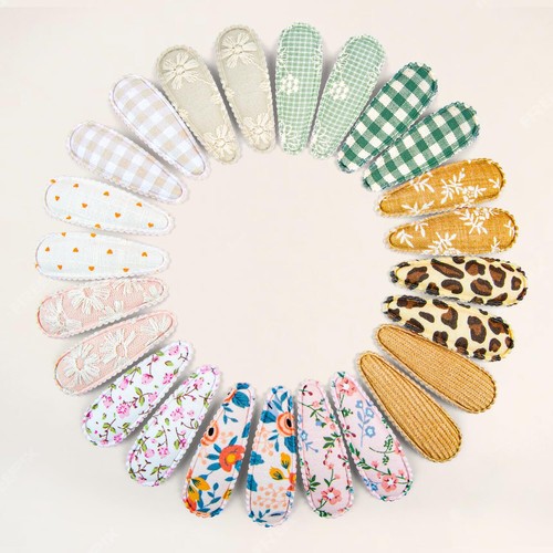 24PCS Baby Hair Clips Non-Slip Snap Barrettes Floral Print 2.2” Kids Girls - Picture 5 of 6