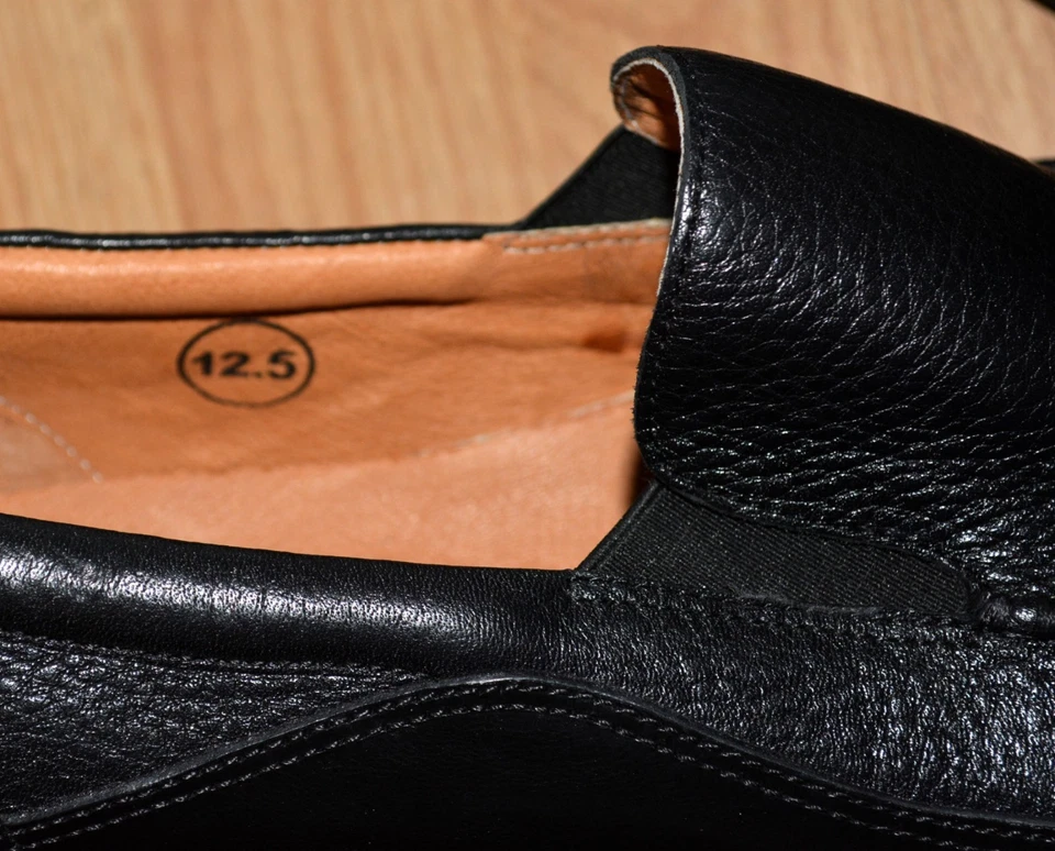 Nuevo Mocasín Sharper Image Power Flow Para Hombre Cuero Negro Sin Cordones Elevación TALLA 12.5 Foto 4 de 4