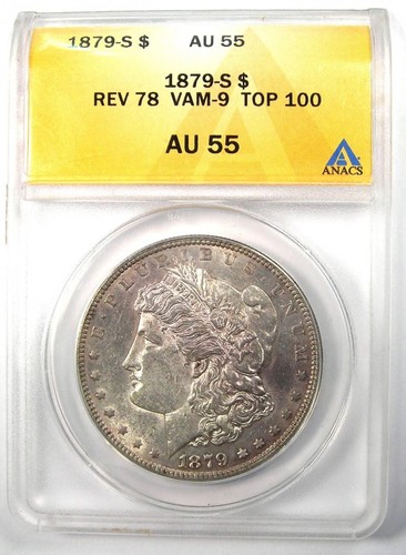 1879-S Reverse of 1878 Morgan Silver Dollar $1 Coin - ANACS AU55 - Rare Variety! - Picture 2 of 4