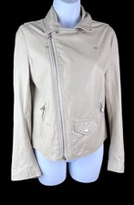 Women's June Beige Leather Moto Jacket Size S