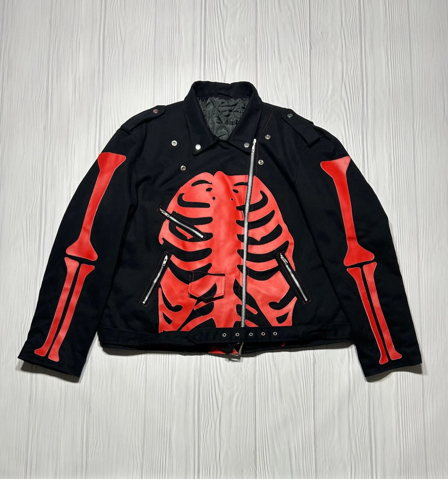 Veste squelette en cuir os Hype