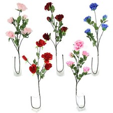 5 Head Large Open Rose Spray - Artificial Silk Flowers Long Stemmed Home Garden