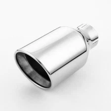 Exhaust Tip 2.5" Inlet 4.5" Out Clamp On Tip 9" Length Angle Cut Double Wall